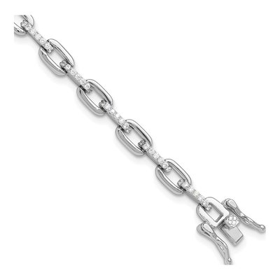 Sterling Silver CZ Link Bracelet