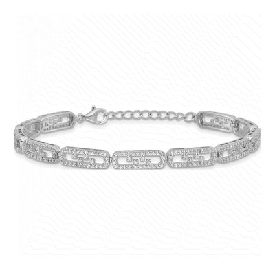 Sterling Silver CZ Fancy Link Bracelet – view 4