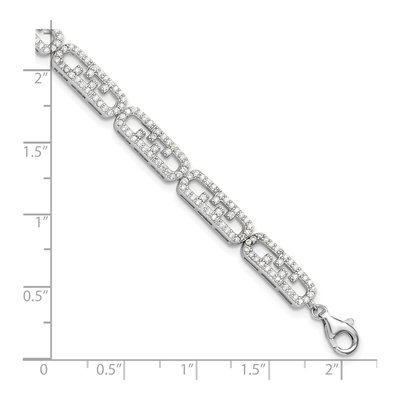 Sterling Silver CZ Fancy Link Bracelet – view 5