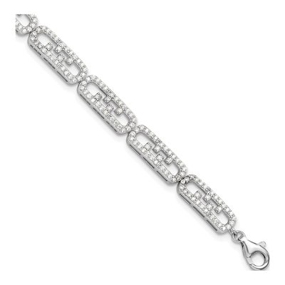 Sterling Silver CZ Fancy Link Bracelet