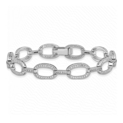 Sterling Silver CZ Oval Link Bracelet – view 4