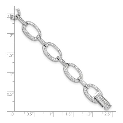 Sterling Silver CZ Oval Link Bracelet – view 5