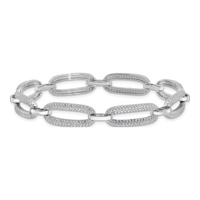 Sterling Silver CZ Open Link Bracelet – view 3