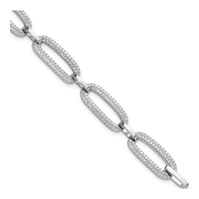 Sterling Silver CZ Open Link Bracelet