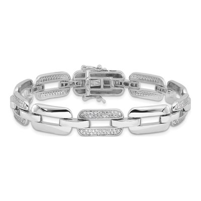 Sterling Silver CZ Open Link Bracelet – view 4