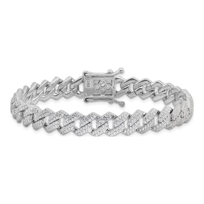 Sterling Silver CZ Monaco Link Bracelet – view 4