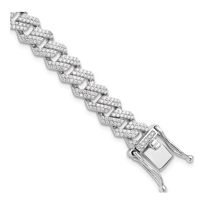 Sterling Silver CZ Monaco Link Bracelet