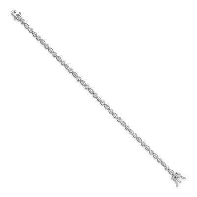 Sterling Silver CZ Round Marquise Pattern Bracelet – view 3