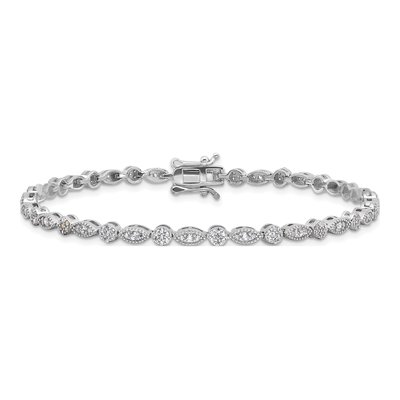 Sterling Silver CZ Round Marquise Pattern Bracelet – view 4