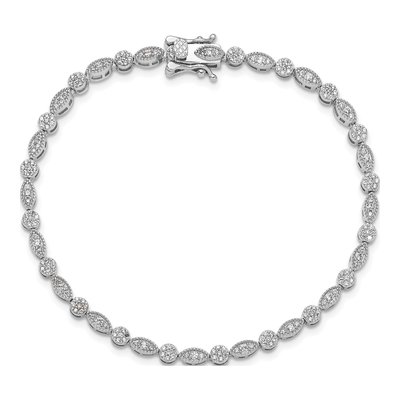Sterling Silver CZ Round Marquise Pattern Bracelet – view 5