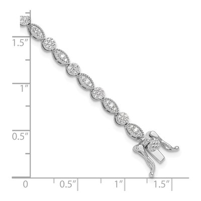 Sterling Silver CZ Round Marquise Pattern Bracelet – view 6