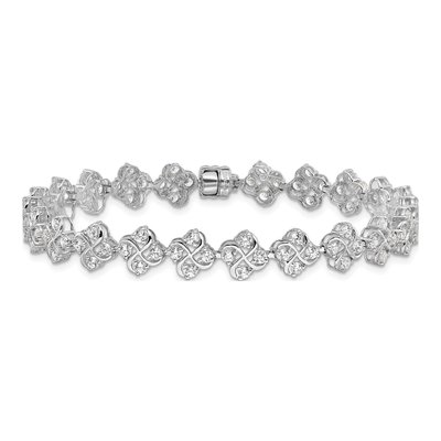 Sterling Silver CZ Cluster Magnetic Bracelet – view 3
