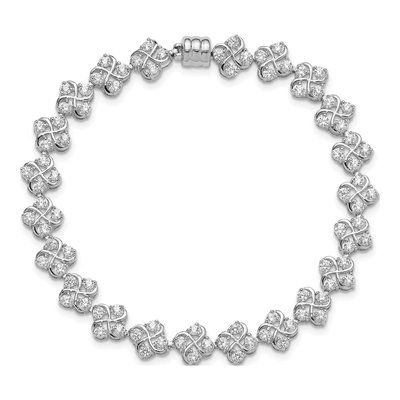 Sterling Silver CZ Cluster Magnetic Bracelet – view 4