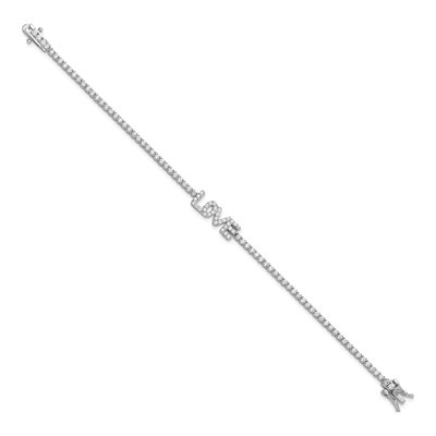 Sterling Silver CZ LOVE Tennis Bracelet – view 3