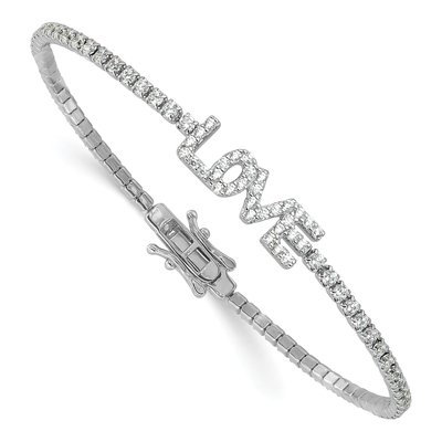 Sterling Silver CZ LOVE Tennis Bracelet – view 4
