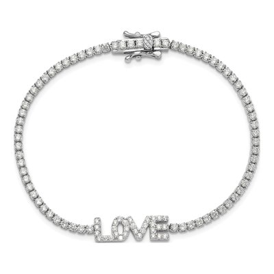 Sterling Silver CZ LOVE Tennis Bracelet – view 5
