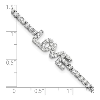 Sterling Silver CZ LOVE Tennis Bracelet – view 6