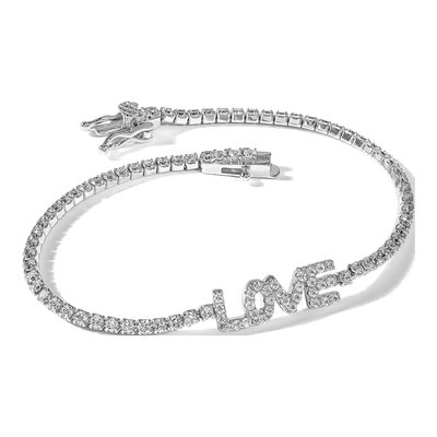 Sterling Silver CZ LOVE Tennis Bracelet – view 8