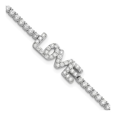 Sterling Silver CZ LOVE Tennis Bracelet