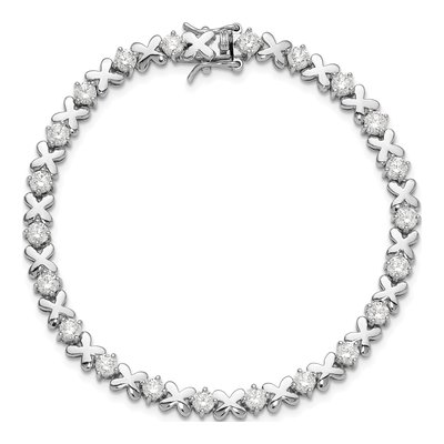 Sterling Silver CZ Fancy Tennis Bracelet – view 5