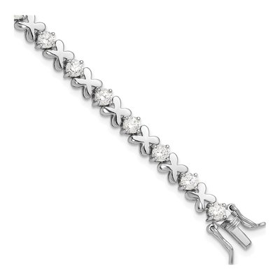 Sterling Silver CZ Fancy Tennis Bracelet