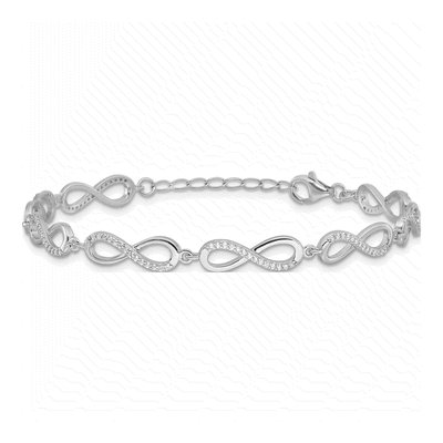 Sterling Silver CZ Infinity Link Bracelet – view 4