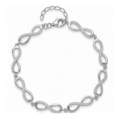 Sterling Silver CZ Infinity Link Bracelet – view 5