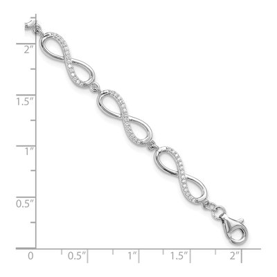 Sterling Silver CZ Infinity Link Bracelet – view 6