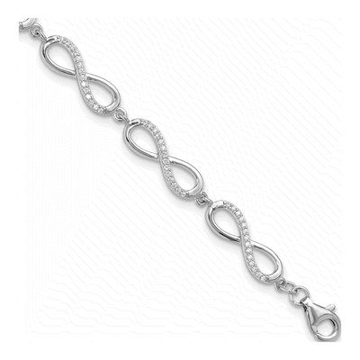 Sterling Silver CZ Infinity Link Bracelet