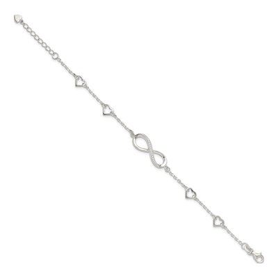 Sterling Silver CZ Infinity Hearts Bracelet – view 2