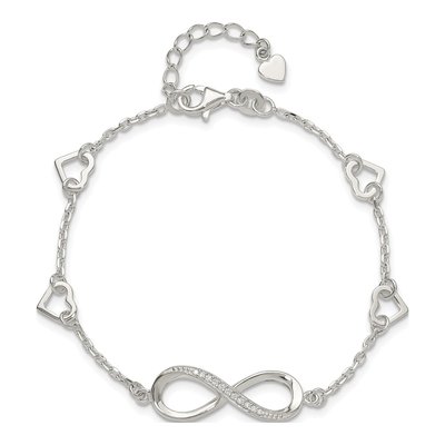 Sterling Silver CZ Infinity Hearts Bracelet – view 4