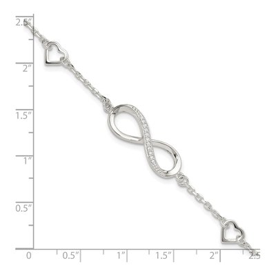 Sterling Silver CZ Infinity Hearts Bracelet – view 5