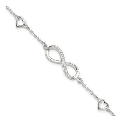 Sterling Silver CZ Infinity Hearts Bracelet