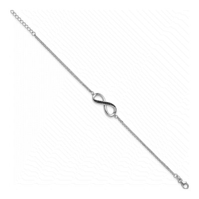 Sterling Silver Black Spinel Infinity Bracelet – view 2