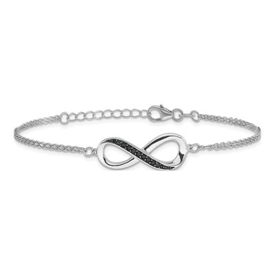 Sterling Silver Black Spinel Infinity Bracelet – view 3
