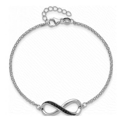 Sterling Silver Black Spinel Infinity Bracelet – view 4