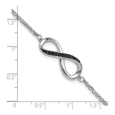 Sterling Silver Black Spinel Infinity Bracelet – view 5