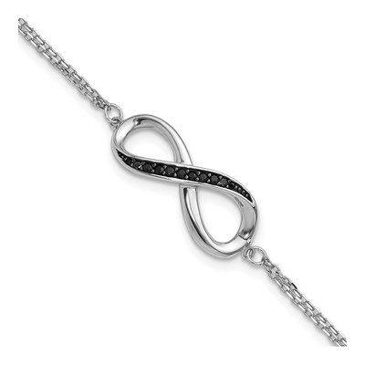 Sterling Silver Black Spinel Infinity Bracelet