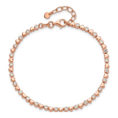 Rose Gold-Plated Sterling Silver CZ Heart Bracelet – view 4