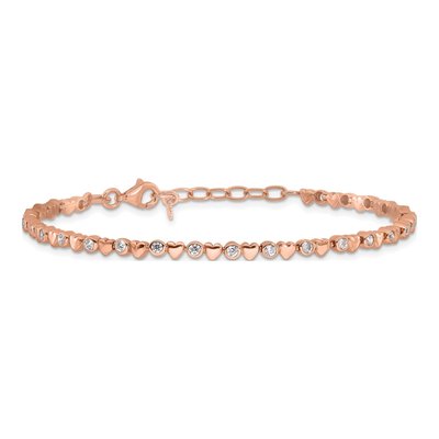 Rose Gold-Plated Sterling Silver CZ Heart Bracelet – view 5