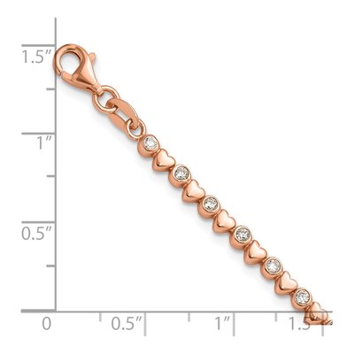 Rose Gold-Plated Sterling Silver CZ Heart Bracelet – view 6