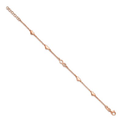 Rose Gold-Plated Sterling Silver CZ Heart Bracelet – view 3