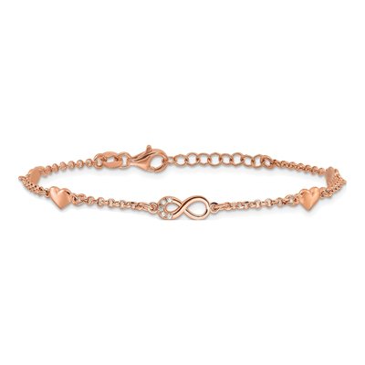 Rose Gold-Plated Sterling Silver CZ Heart Bracelet – view 4