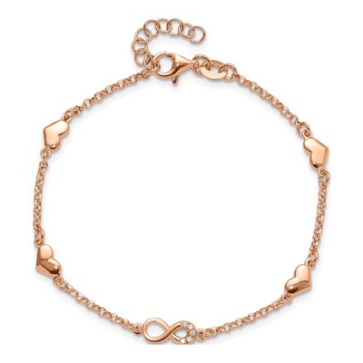 Rose Gold-Plated Sterling Silver CZ Heart Bracelet – view 5