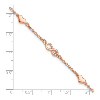 Rose Gold-Plated Sterling Silver CZ Heart Bracelet – view 6