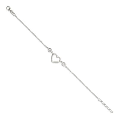 Sterling Silver CZ Heart Bracelet – view 3