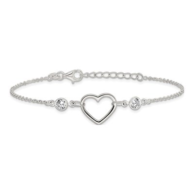 Sterling Silver CZ Heart Bracelet – view 4