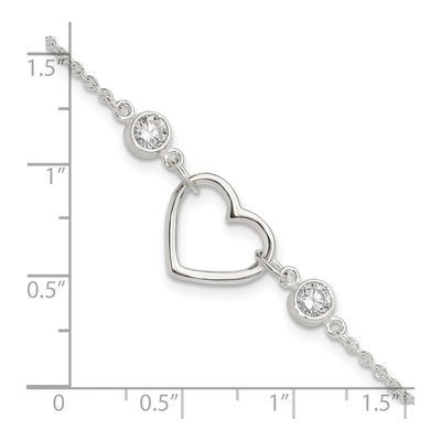 Sterling Silver CZ Heart Bracelet – view 6