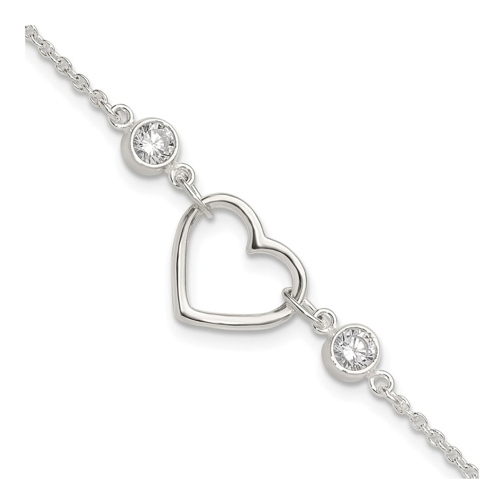 Sterling Silver CZ Heart Bracelet