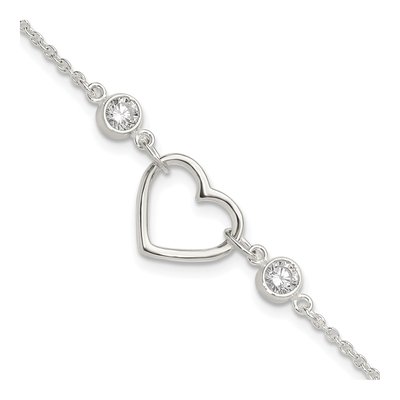 Sterling Silver CZ Heart Bracelet
